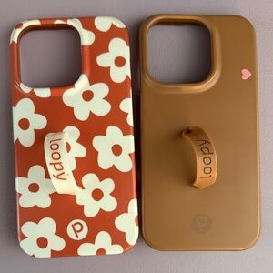Loopy Case Floral Red and Solid Brown Phone Cases